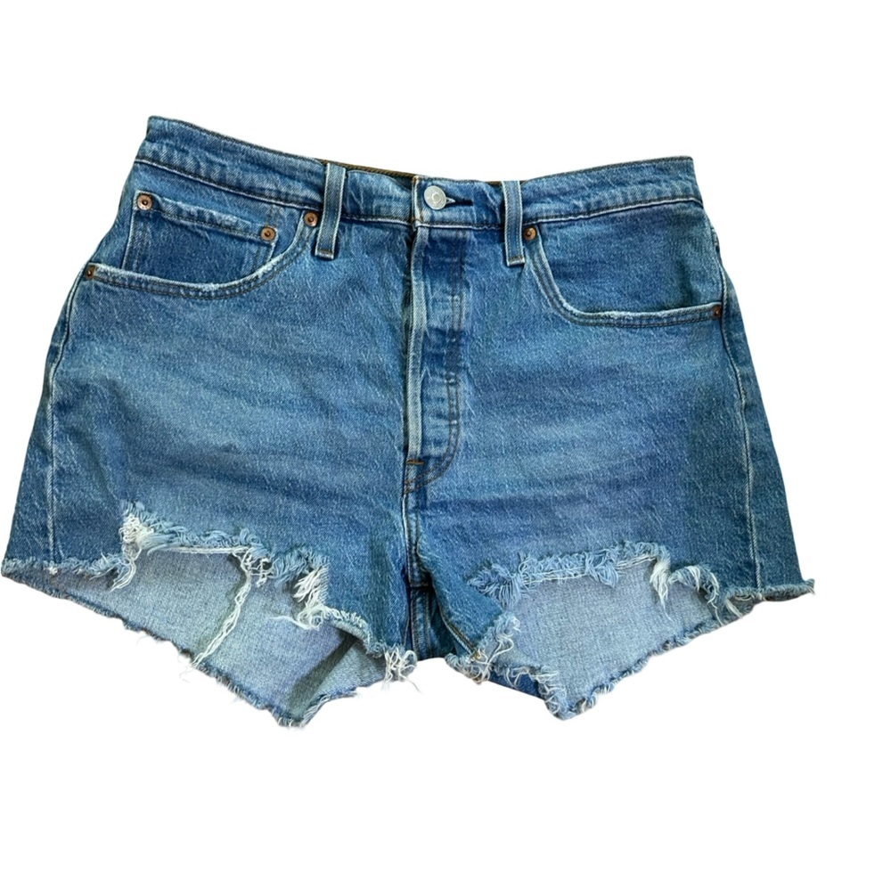 Levis 501 Distressed Jean Shorts Medium Wash 31